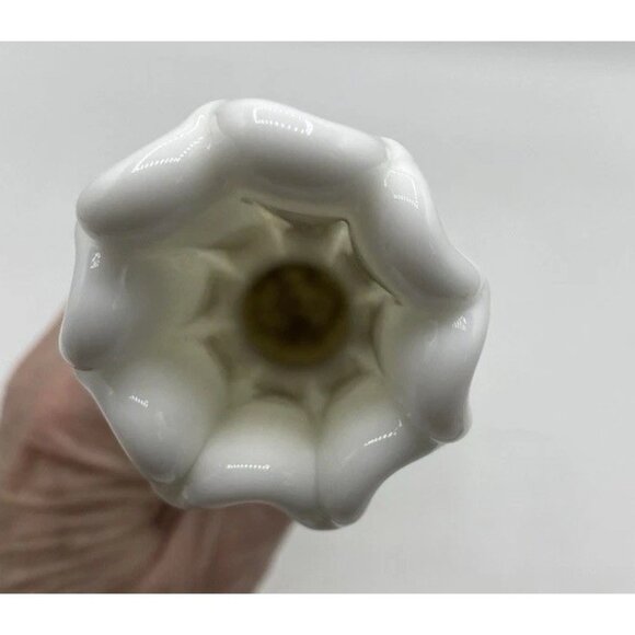 Vintage Westmoreland MCM Milk Glass Swung Bud Vase 10.25" Hand Painted Ribbed - Picture 7 of 16